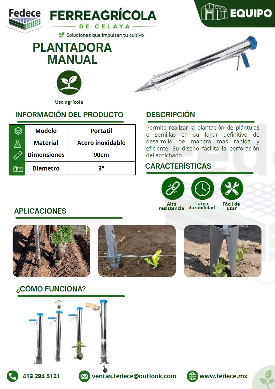 Portada de ficha técnica de PLANTADORA MANUAL