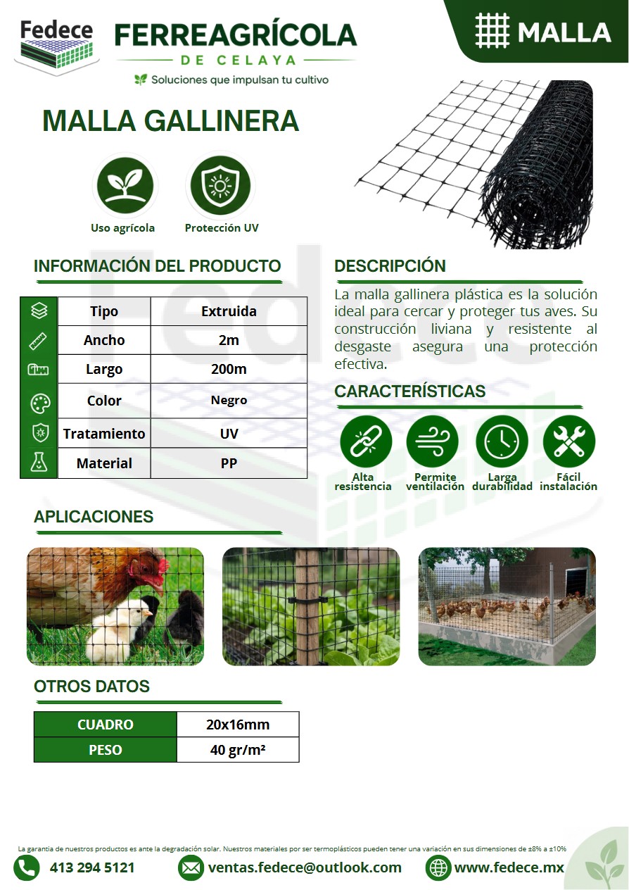 Portada de ficha técnica de MALLA GALLINERA