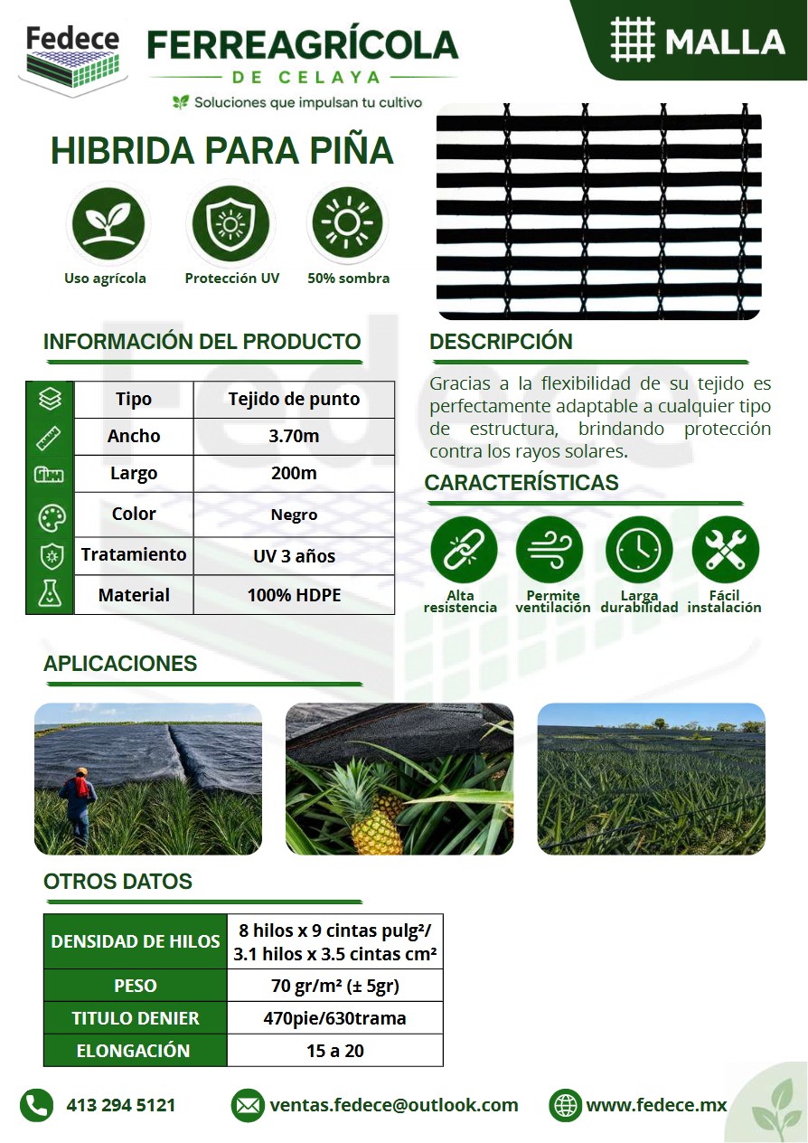 Portada de ficha técnica de MALLA HIBRIDA PARA PIÑA