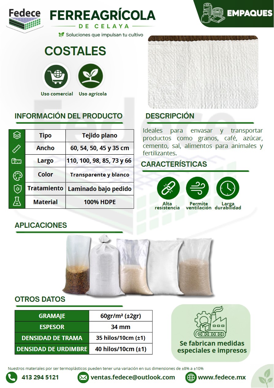 Portada de ficha técnica de COSTAL DE RAFIA