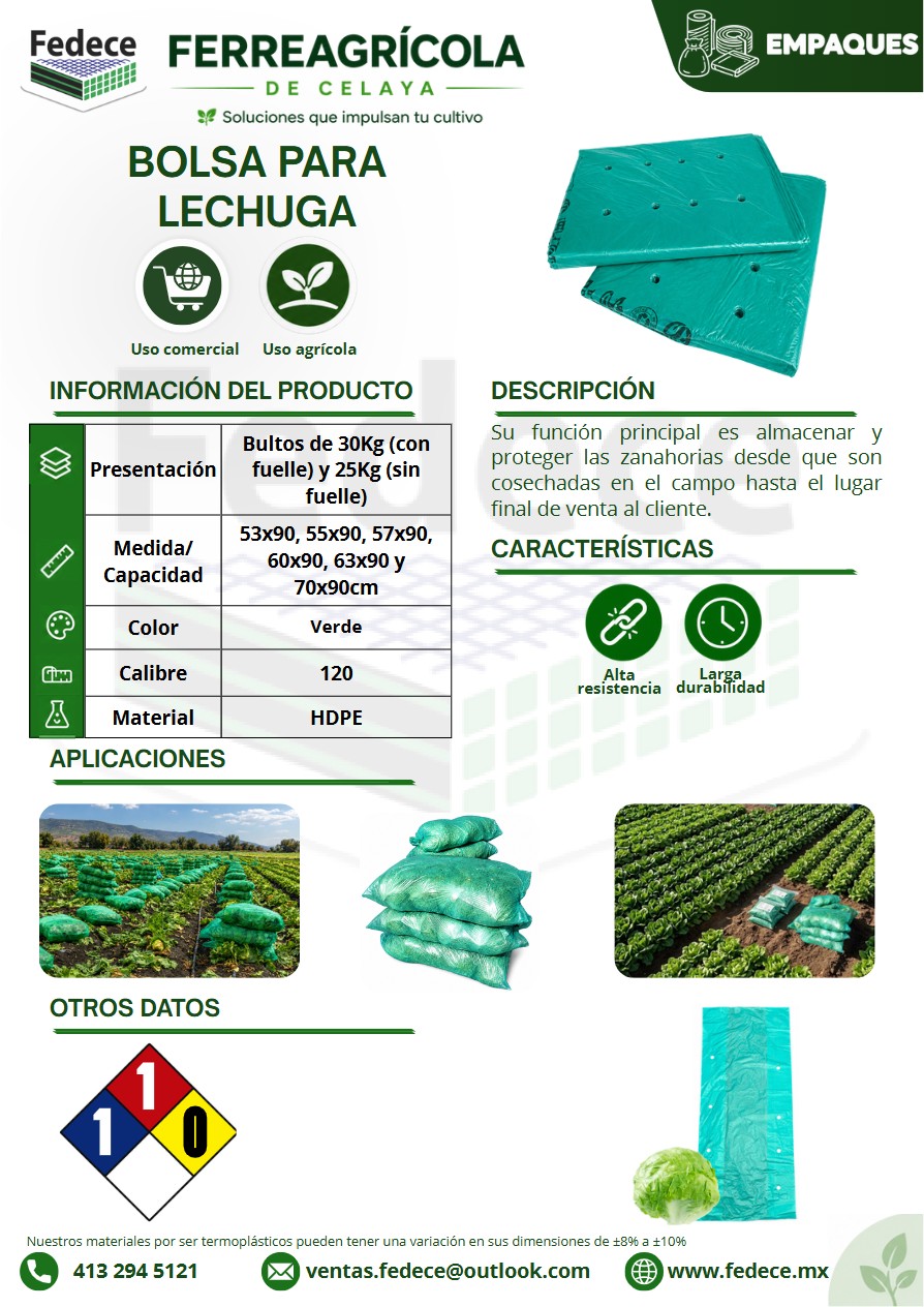Portada de ficha técnica de BOLSA PARA LECHUGA